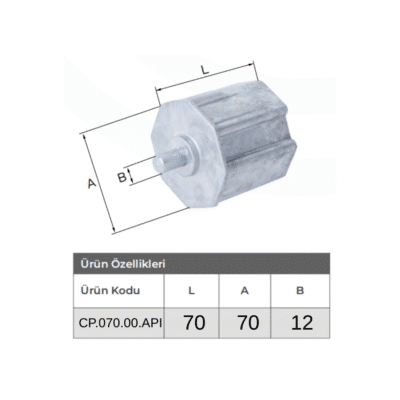 70 Mm Aluminyum Sekizgen Boru Basi Pimli 1