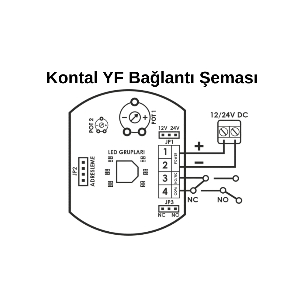 Kontal Yf Yanaşım El Sensörü (Gri - Kablolu Temassız Buton) 3 Kontal Yf Yanaşım El Sensörü Bağlantı Şeması