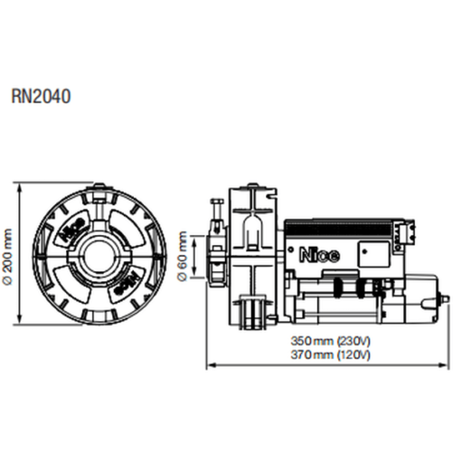 Nice Rondo RN2040E01 Santral Kepenk Motoru Teknik Görsel