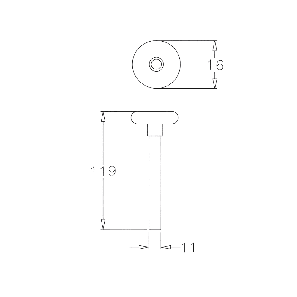 Seksiyonel Kapı Kısa Tekerlek Naylon 2X11Mm L=119Mm, Seksiyonel Kapı Tekeri, Seksiyonel Kapı Plastik Tekeri, Seksiyonel Kapı Demir Tekerlek