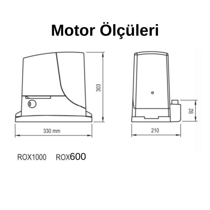 Nice Rox 1000 Kapı Motoru Ölçü ve Teknik Çizim