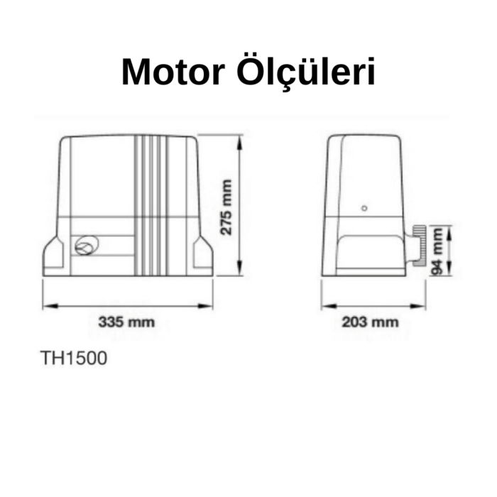 Nice Thor 1500 Kapı Motoru Teknik Çizim ve Ölçüler