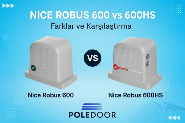 Nice Robus 600 ve 600HS kapı motorlarının karşılaştırma görseli – hız, performans ve tasarım farkları
