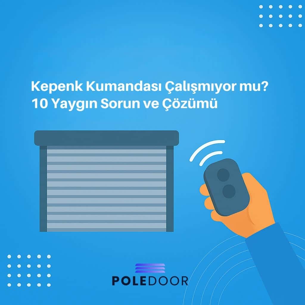 Kepenk kumandası çalışmıyor sorunu ve 10 yaygın çözüm önerisi görseli – elinde kumanda tutan kişi ve kepenk illüstrasyonu