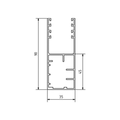 Alüminyum Gc-362 Geniş Özel Dikmeli U Profili Teknik Şema