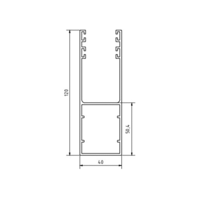 Alüminyum Gc-438 Mega Dikmeli U Profili Teknik Şema